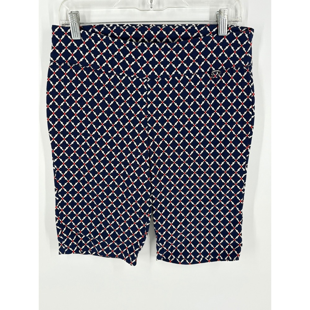 Rafaella Comfort Women's Shorts Size 8 Navy Blue White Red Geometric *